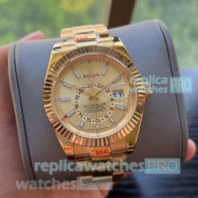 Replica Rolex Sky-Dweller Yellow Gold Mingzhu Watches 42 mm